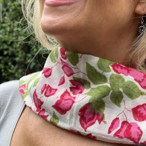 Hand Block Print Scarf - Pink & Green Floral
