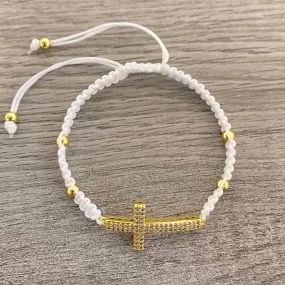 Handmade White Cross Bracelet