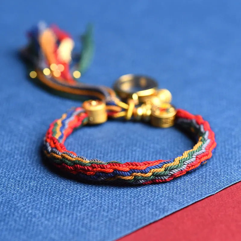 Handmade Woven Tibetan Style Reincarnation Knot Bracelet, Artistic Bracelet, Ethnic Style, Original Year, Red Bracelet
