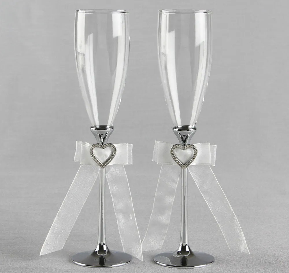 Heart Buckle Wedding Toasting Flutes