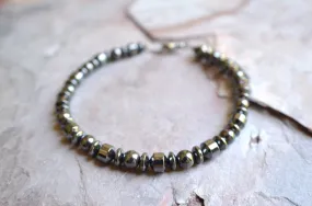 Hematite Gray Stone Mens Beaded Bracelet - Lewis