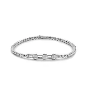 Hulchi Belluni 18K White Gold Spaced Out Three Circle Diamond Tresore Stretch Bracelet