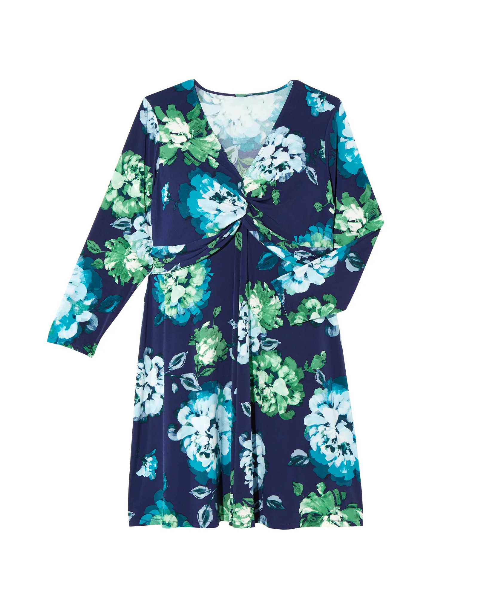 Invale Twist Front Dress | Navy / Turquoise
