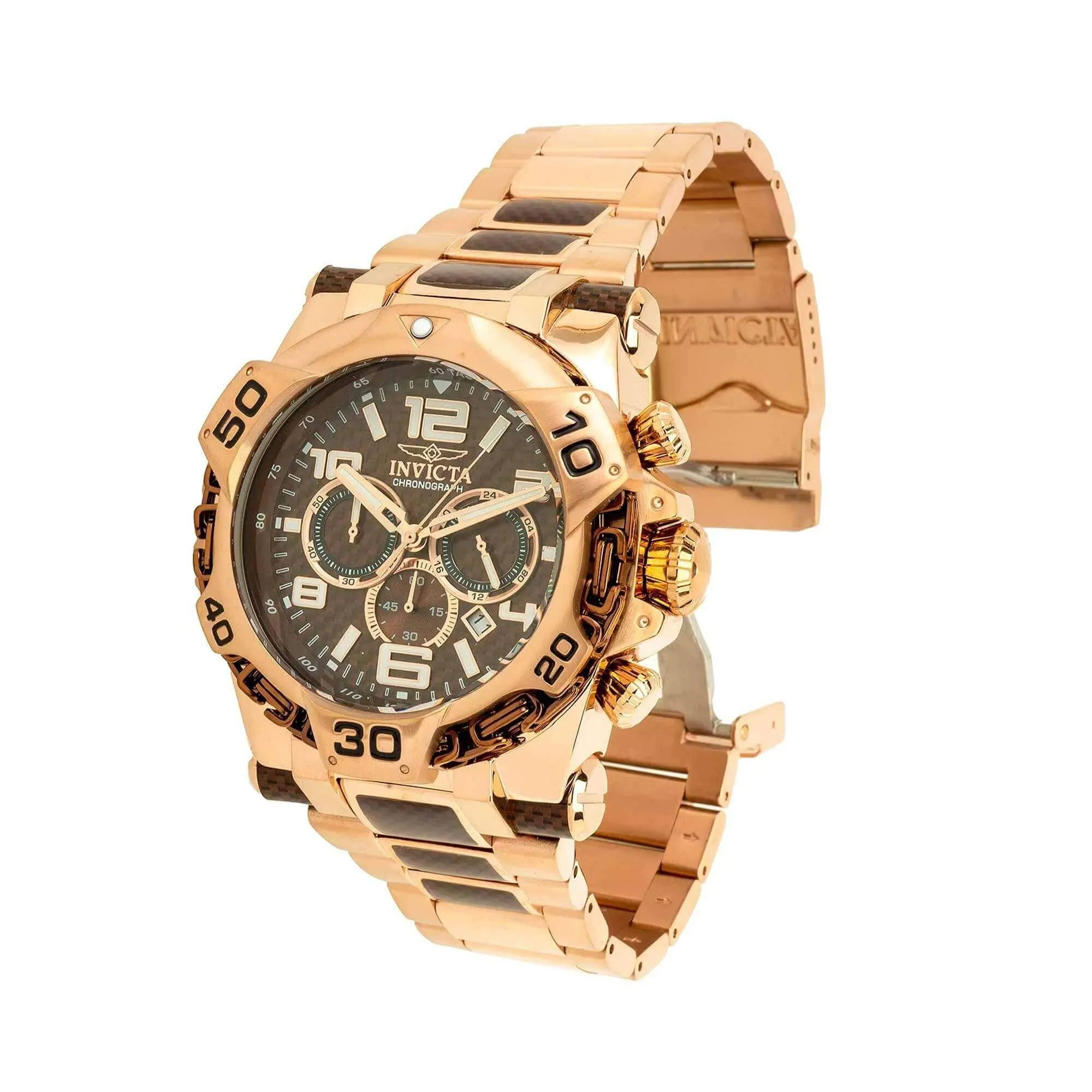 Invicta Men's Chronograph Watch - Mammoth Brown Glass Fiber Dial Bracelet | 38796
