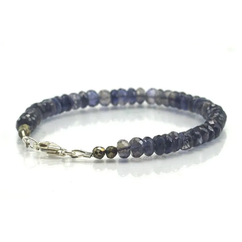 Iolite Faceted Bracelet with Sterling Silver Trigger Clasp