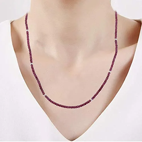 Jewelili Sterling Silver With Garnet Bead Pendant Necklace