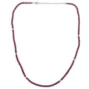 Jewelili Sterling Silver With Garnet Bead Pendant Necklace