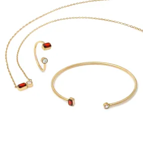 July Ruby Birthstone Gift Set - Yellow Gold