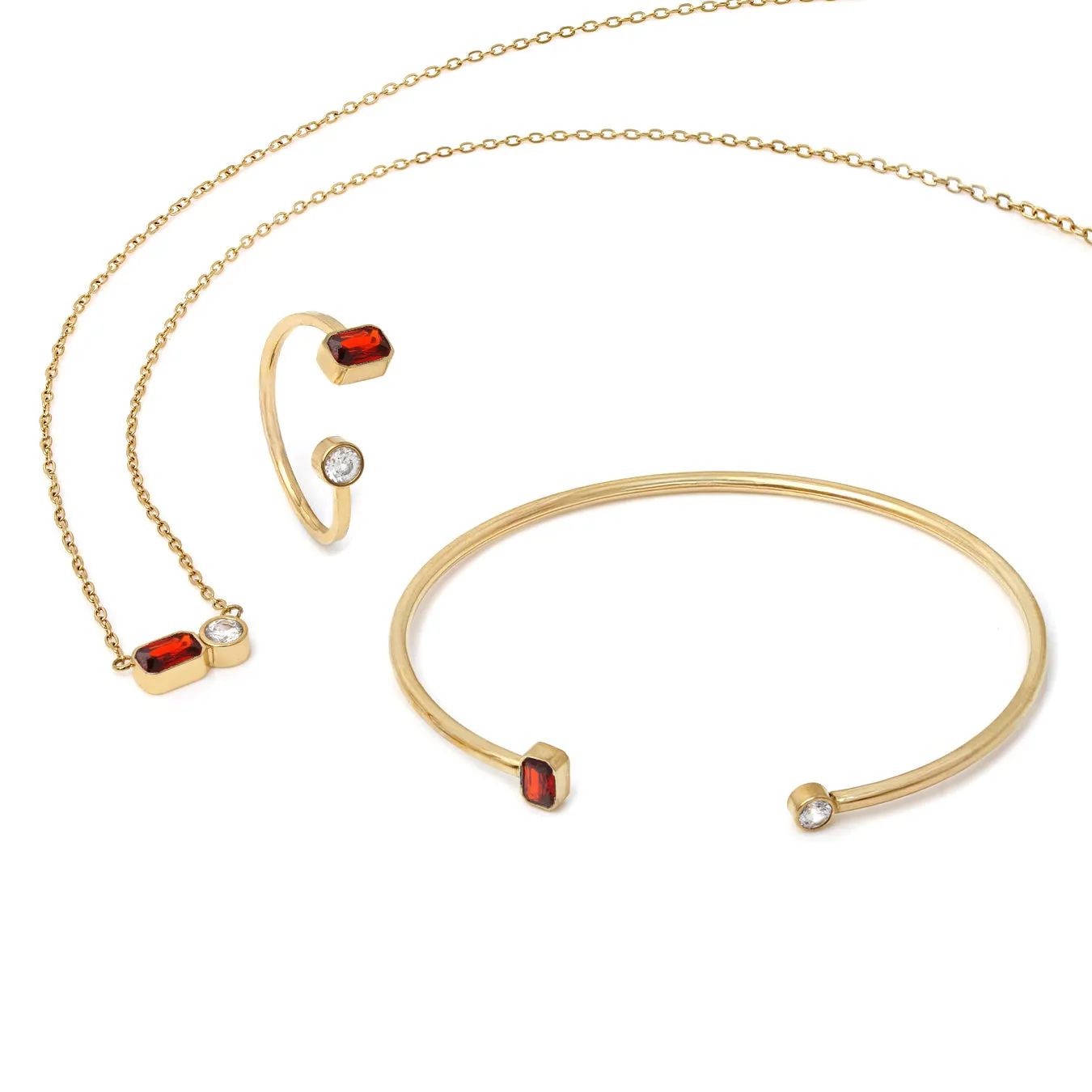 July Ruby Birthstone Gift Set - Yellow Gold