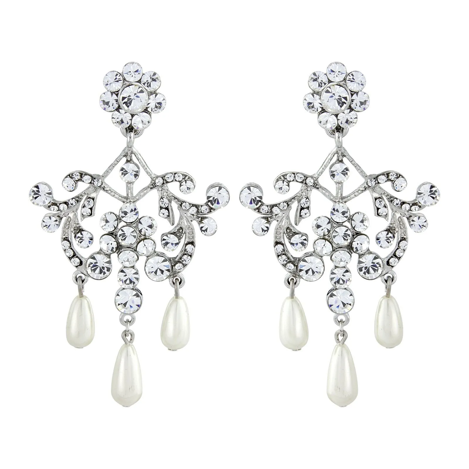 Kadence Pearl and Crystal Chandelier Earrings
