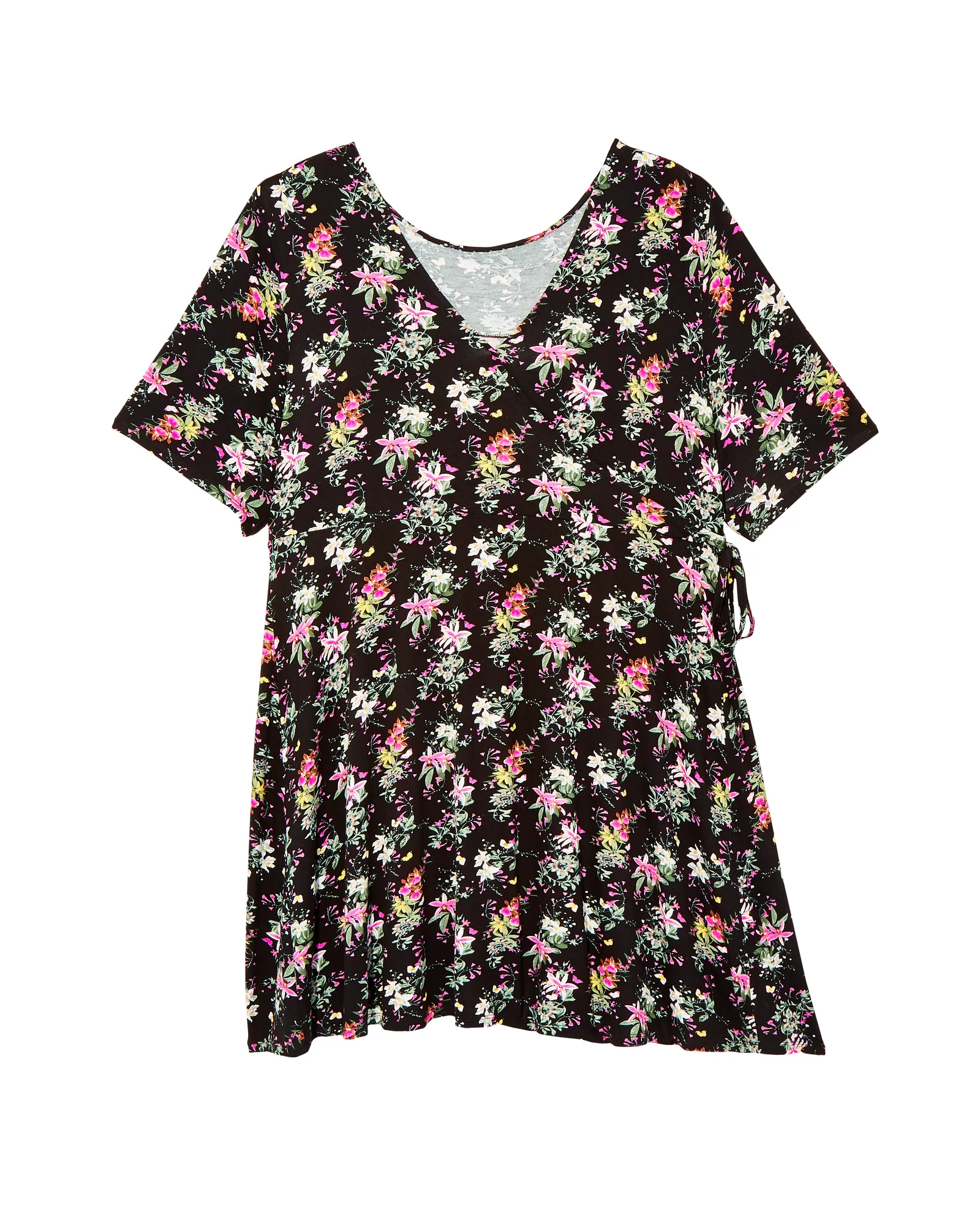 Kane Wrap Dress | Black / Pink
