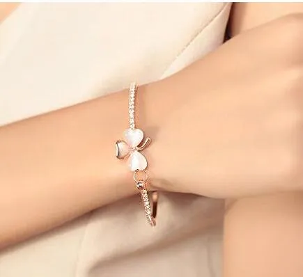 Korean Clover Cat's Eye Diamond Bracelet