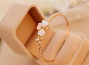 Korean Clover Cat's Eye Diamond Bracelet