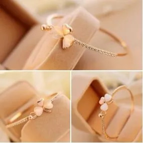 Korean Clover Cat's Eye Diamond Bracelet