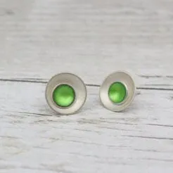 Large Enamel and Silver Target Studs Earrings - Inner Enamel