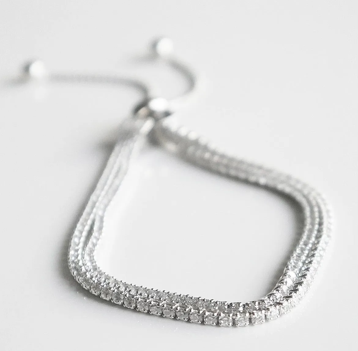 Layered Tennis Bracelet 925  Cubic Zirconia Simulated Diamonds Adjustable Bracelet Tennis Bracelets