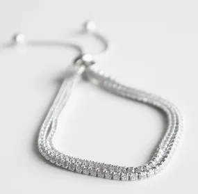 Layered Tennis Bracelet 925  Cubic Zirconia Simulated Diamonds Adjustable Bracelet Tennis Bracelets