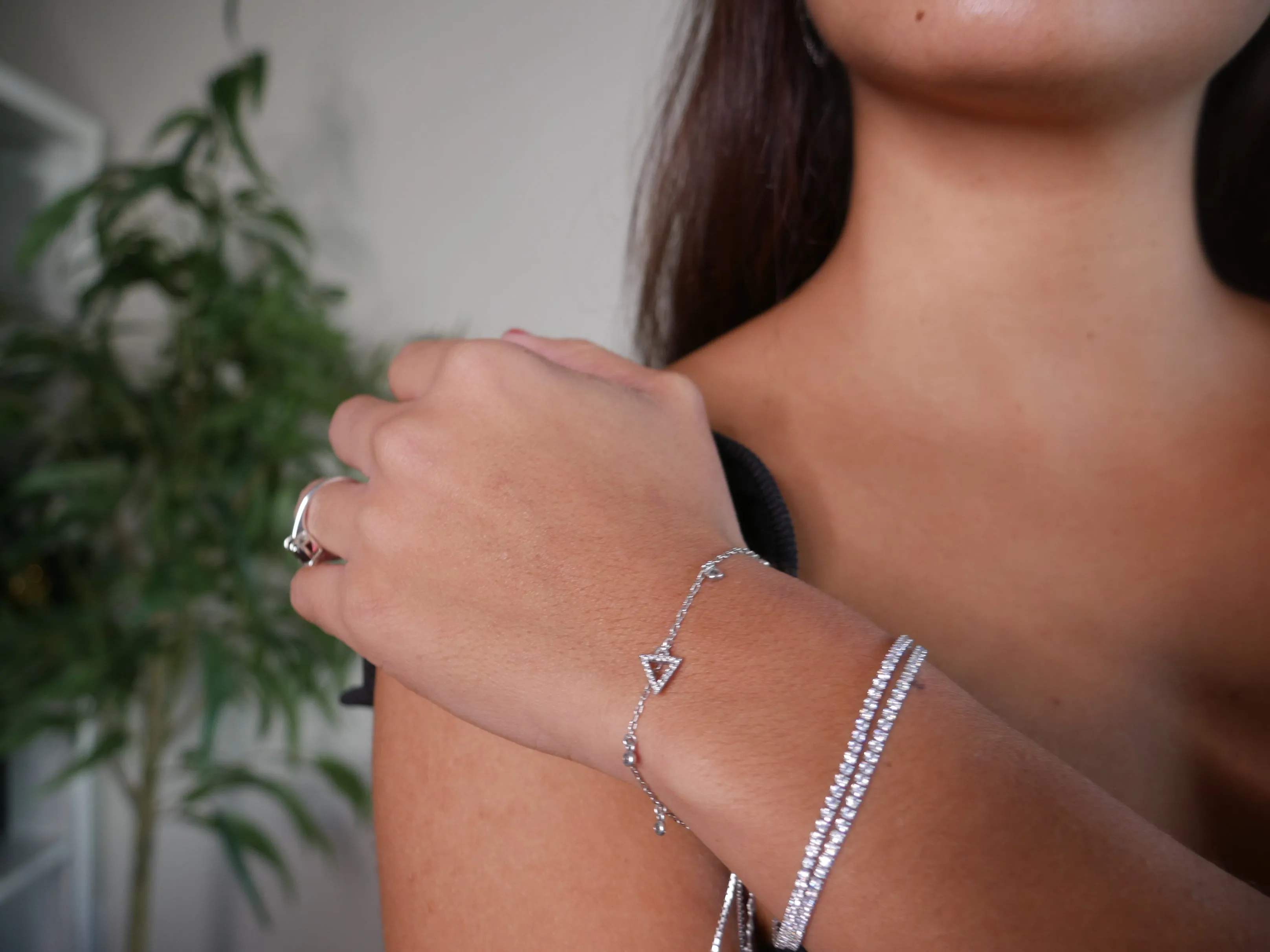 Layered Tennis Bracelet 925  Cubic Zirconia Simulated Diamonds Adjustable Bracelet Tennis Bracelets