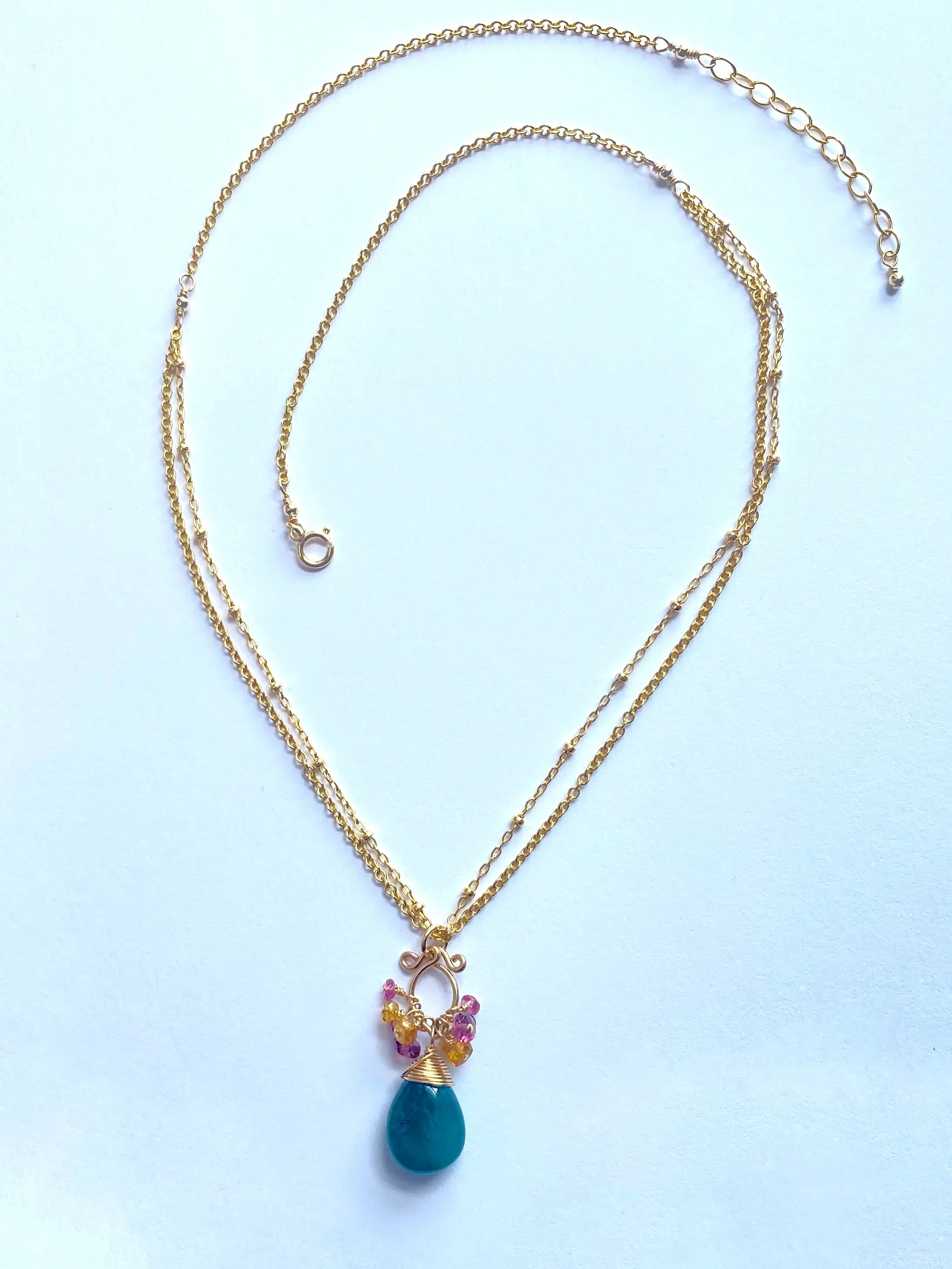 Layna - Grandidierite, Garnet 14k Gold Filled Necklace