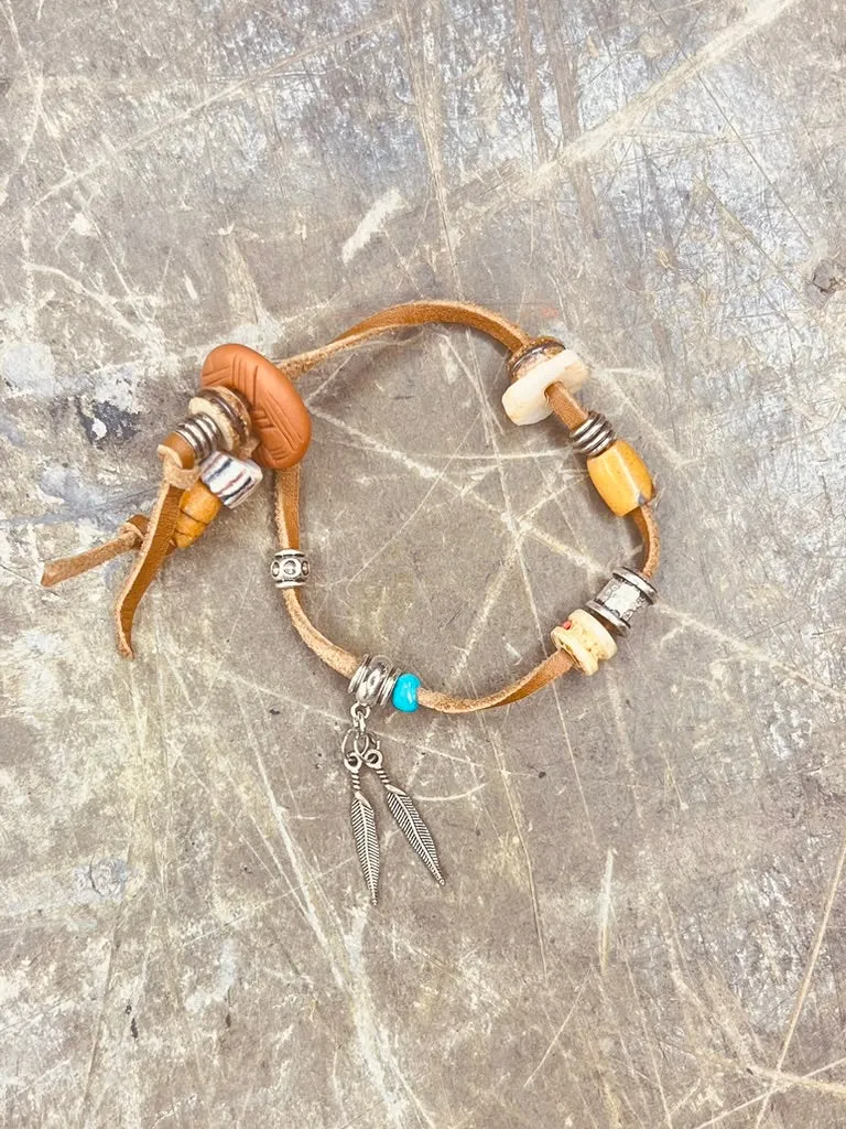 Leather Charm Bracelet - Camel