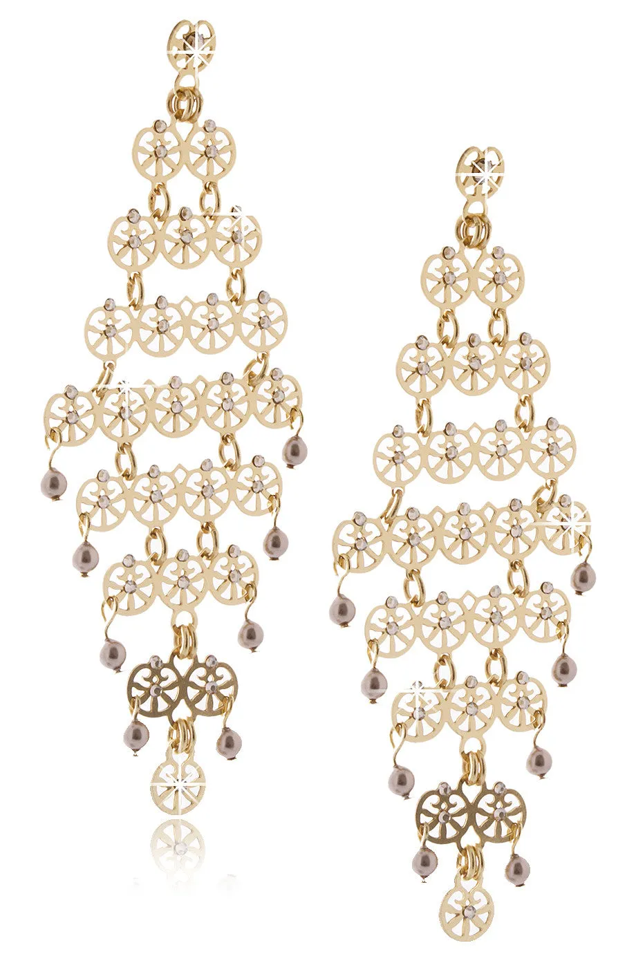 LK DESIGNS Gold Chandelier Earrings
