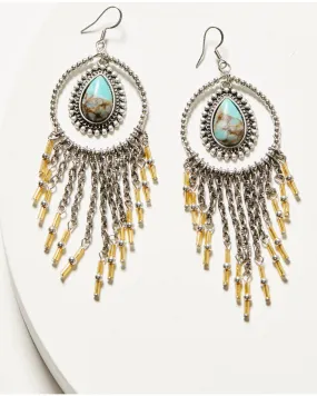 Luna Turquoise Chandelier Fringe Earrings
