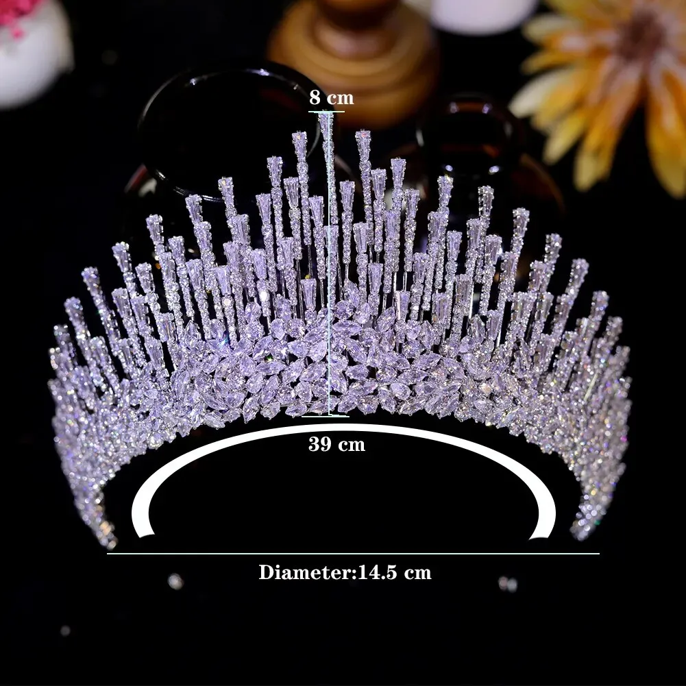 Luxury Cubic Zirconia Bridal Crown Tiara