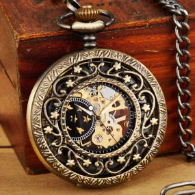 'Luxury of Time' Mechanical Hand-Wound Pocket Watch - Bronze