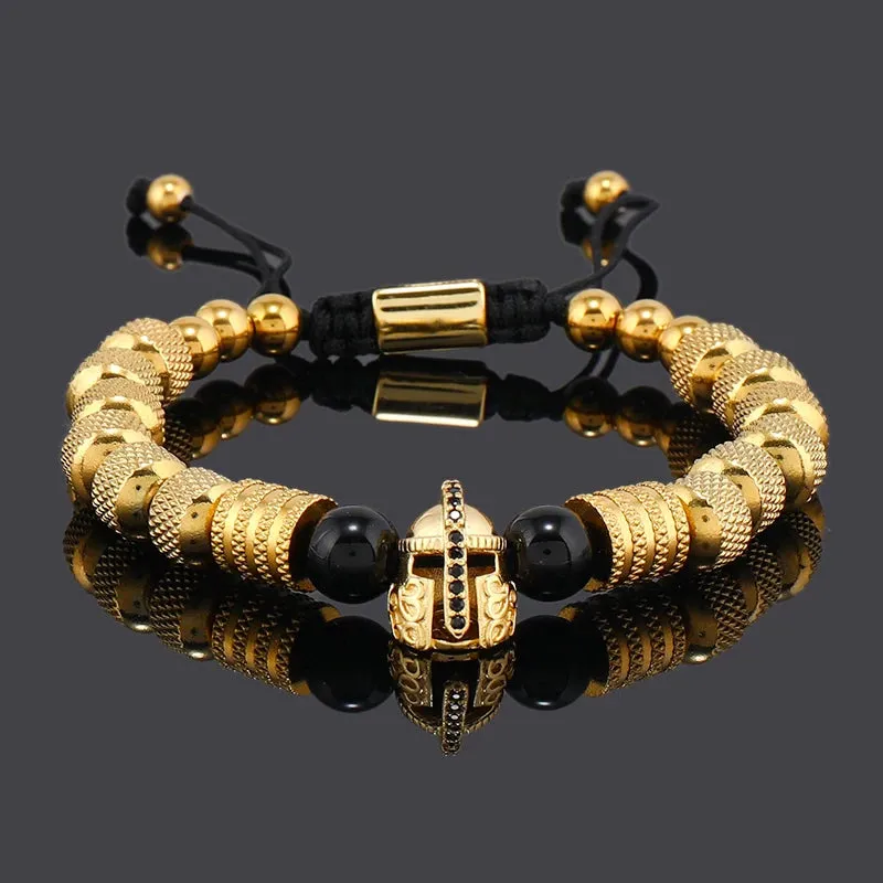 Luxury Stainless Steel Beads Spartan Warrior Helmet Man Bracelet Jewelry Valentine's Day For Women