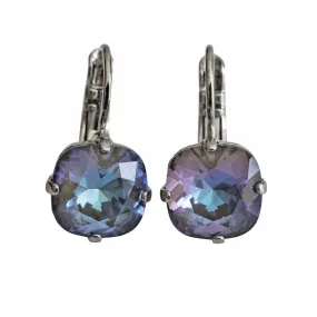 Mariana "Sun-Kissed Midnight" Rhodium Plated Small Cushion Cut Crystal Earrings, 1470/1 137ro