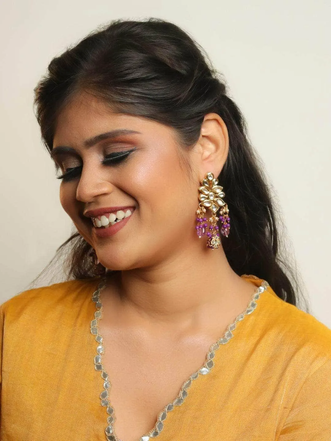 Masoom Minawala In Kundan Precious Stone Earring