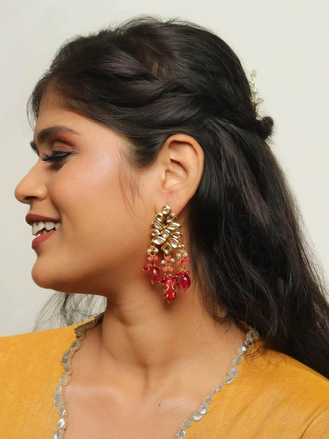 Masoom Minawala In Kundan Precious Stone Earring