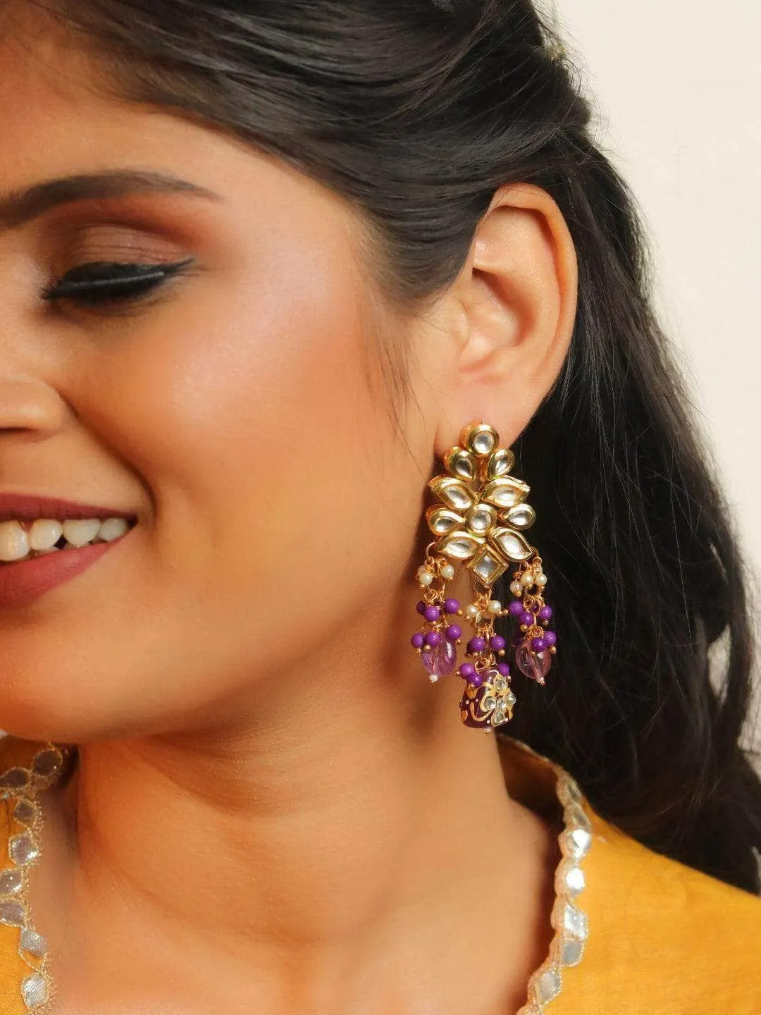 Masoom Minawala In Kundan Precious Stone Earring