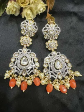 Meenakari And Kundan Chandbali Earrings