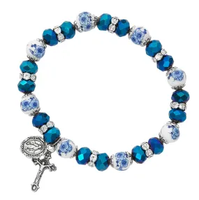 METALLIC BLUE/CERAMIC STRETCH BRACELET-BR220C