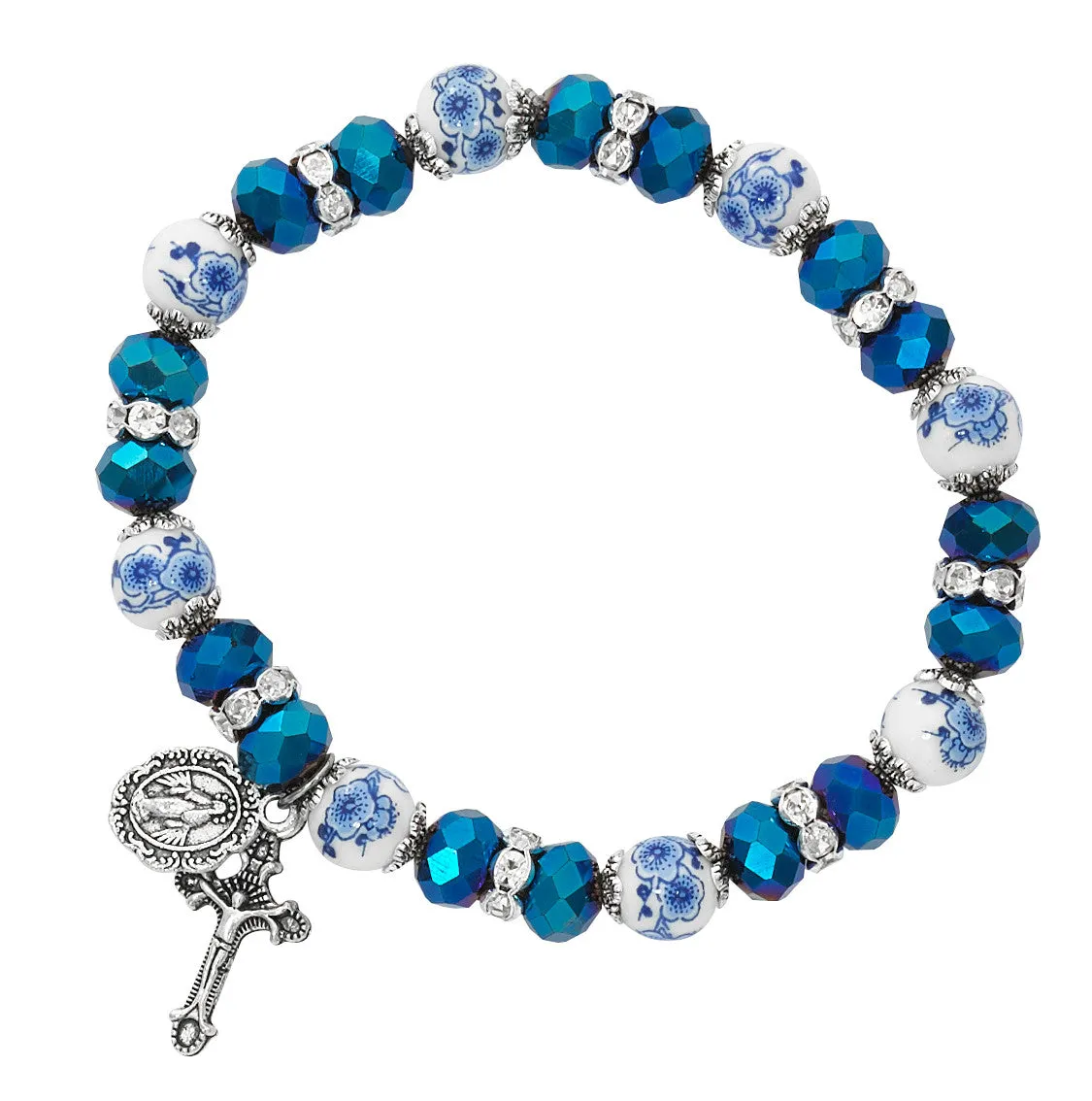 METALLIC BLUE/CERAMIC STRETCH BRACELET-BR220C