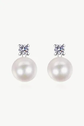 Moissanite Pearl Stud Earrings