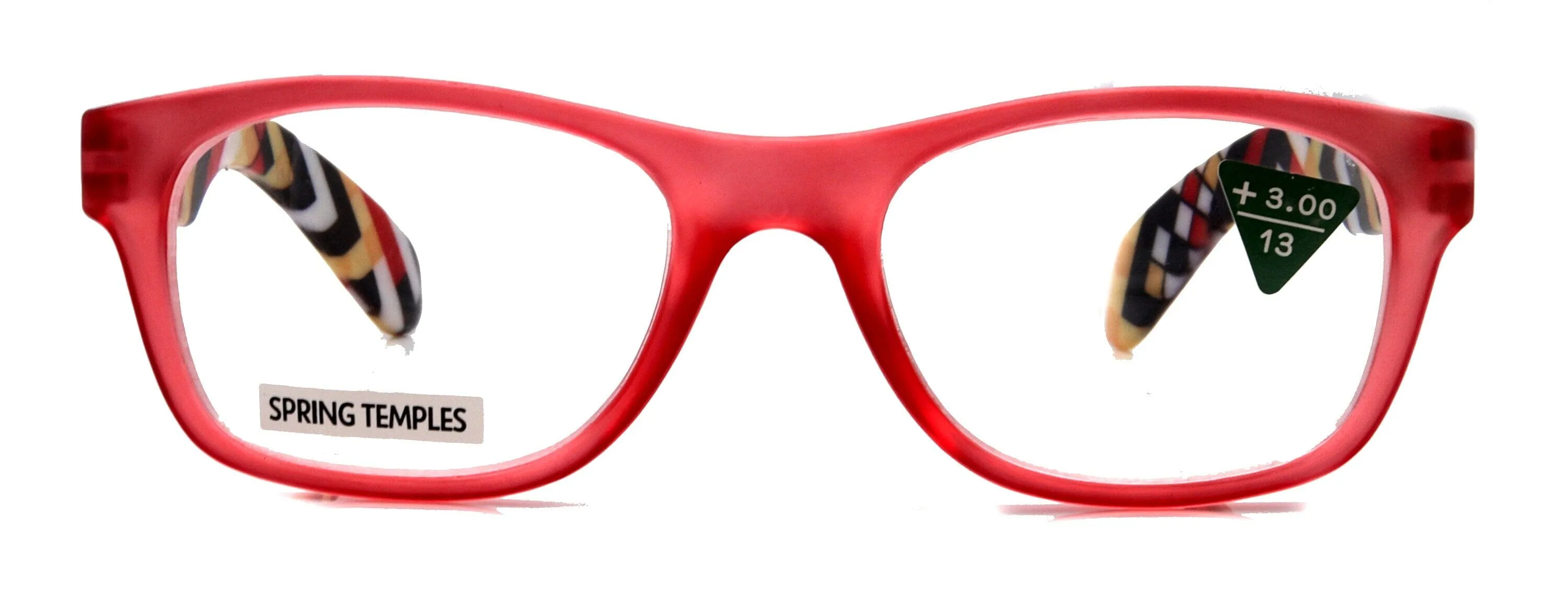Monet, (Premium) Reading Glasses High End Readers  1.. 3 Magnifying Translucent (Red) (Orange) Chevron Square Optical Frame. NY Fifth Avenue