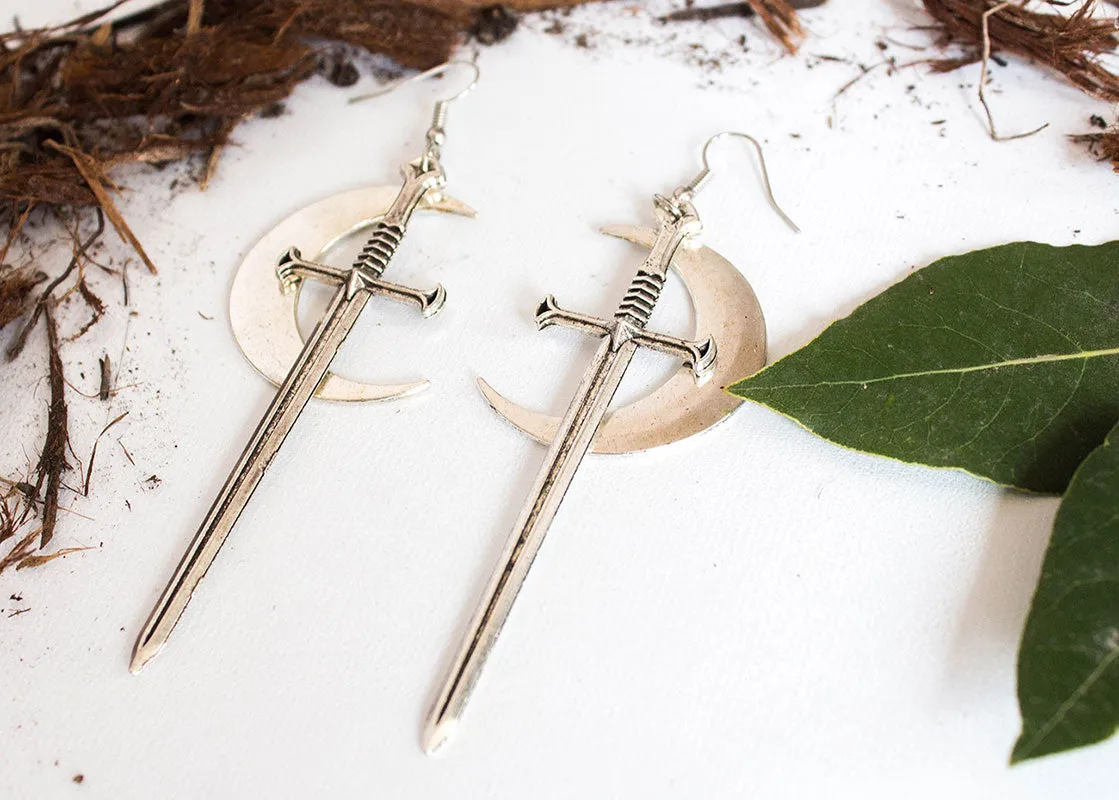 Moon and Sword Earrings