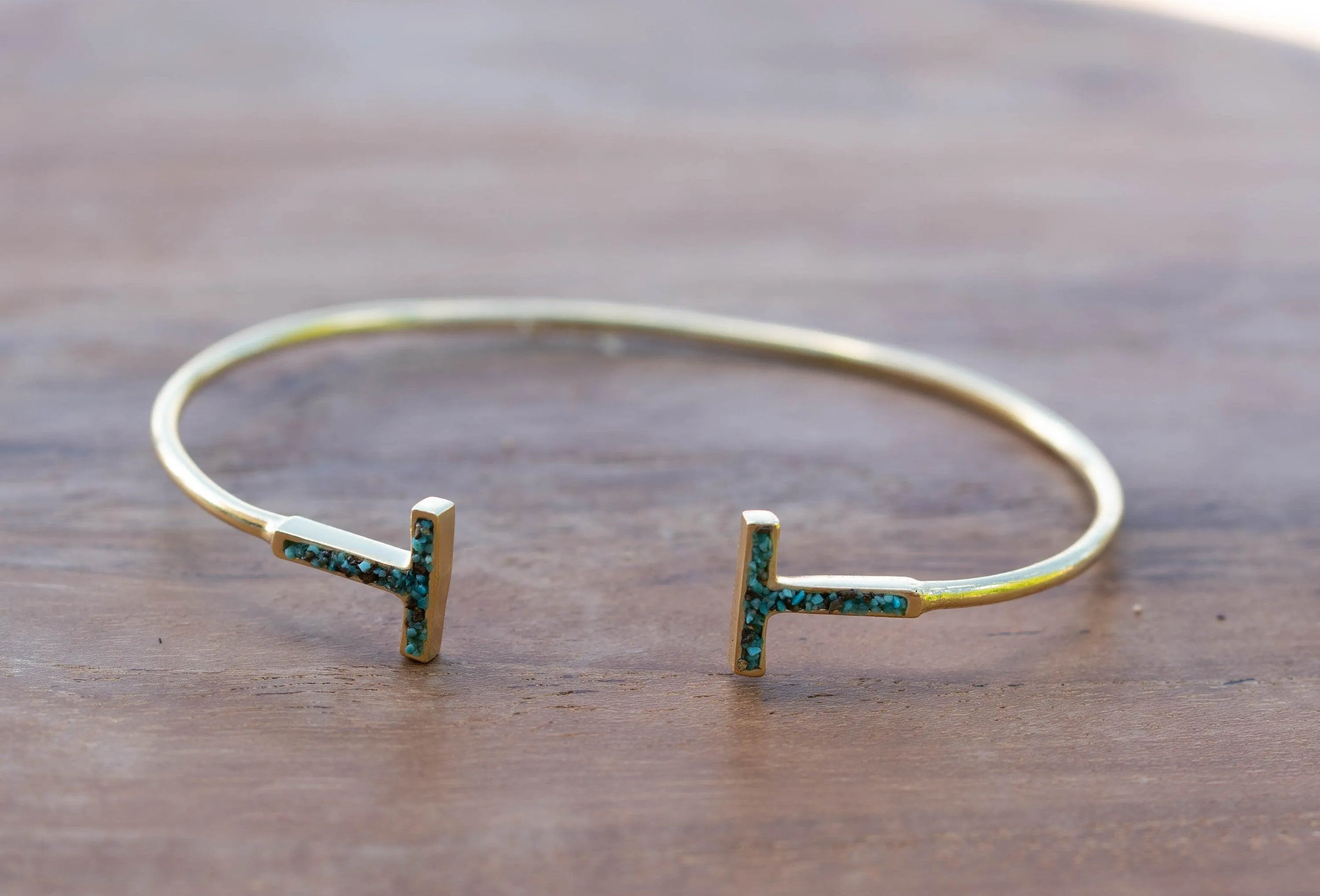 Nancy Bracelet ~ Copper Turquoise Mosaic ~ Gold Plated 18k ~ MB032