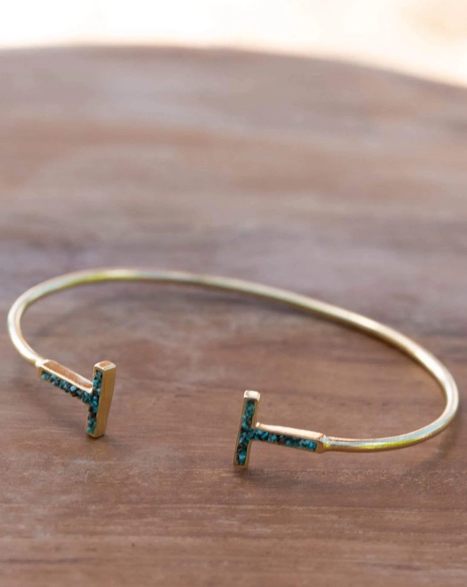 Nancy Bracelet ~ Copper Turquoise Mosaic ~ Gold Plated 18k ~ MB032
