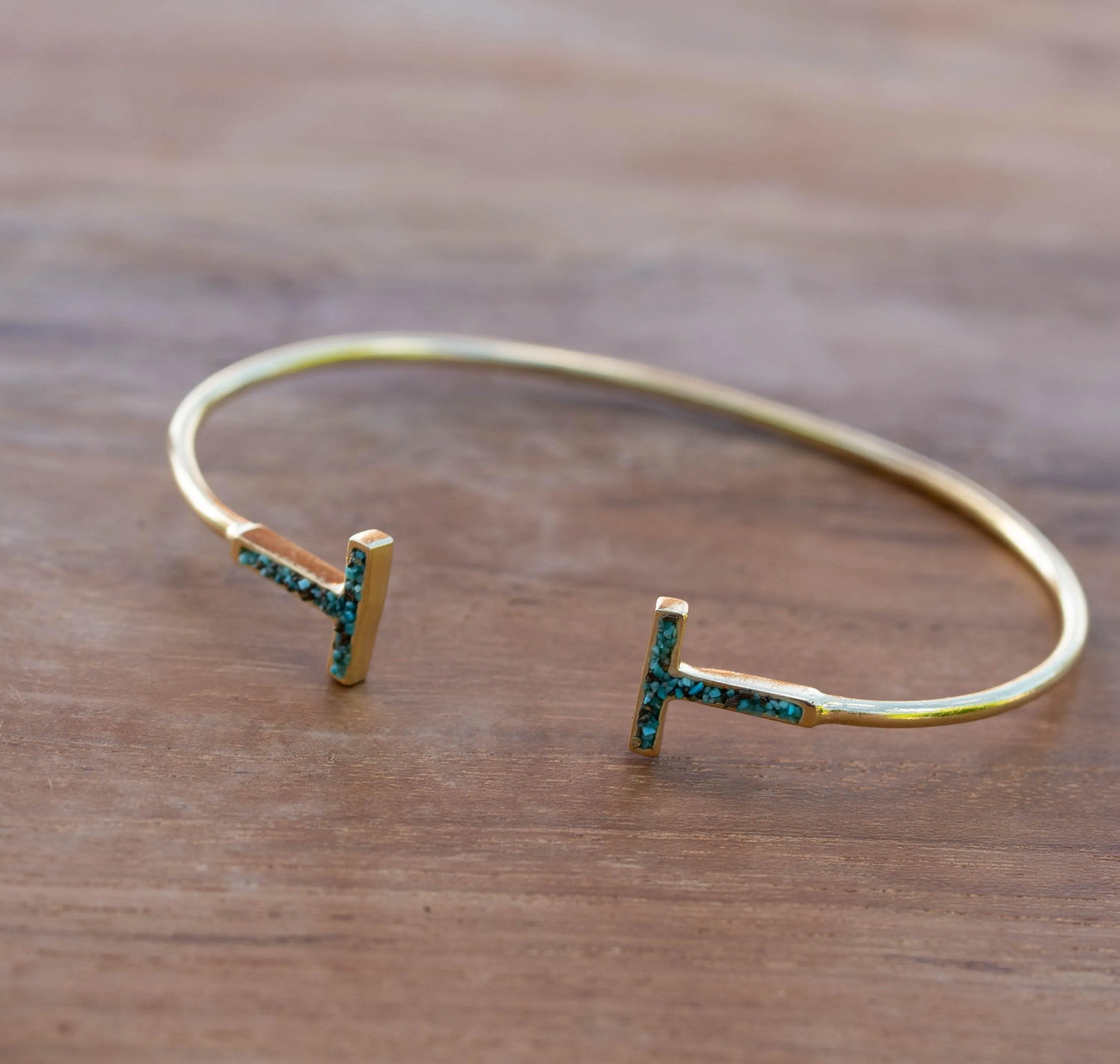 Nancy Bracelet ~ Copper Turquoise Mosaic ~ Gold Plated 18k ~ MB032