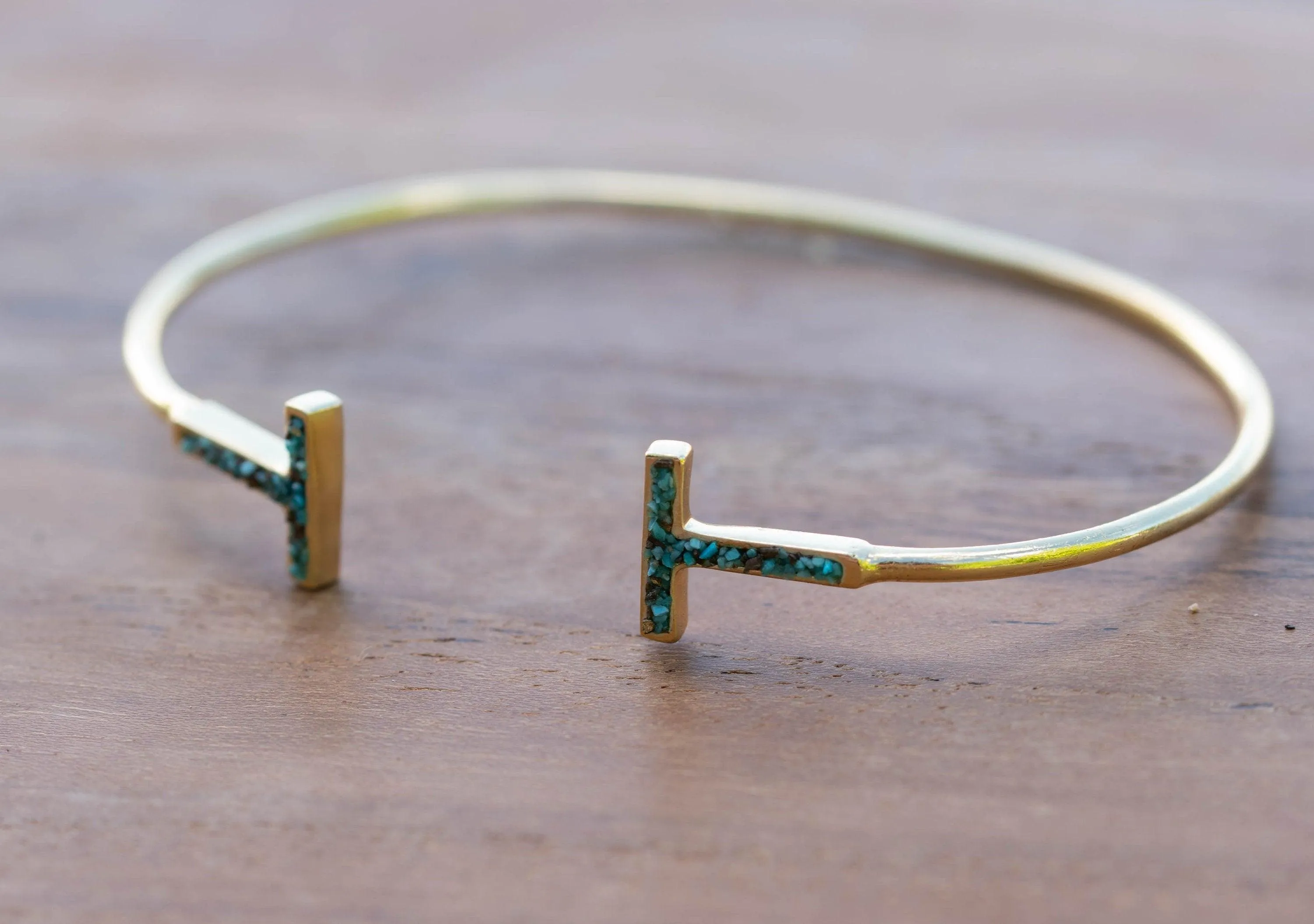 Nancy Bracelet ~ Copper Turquoise Mosaic ~ Gold Plated 18k ~ MB032