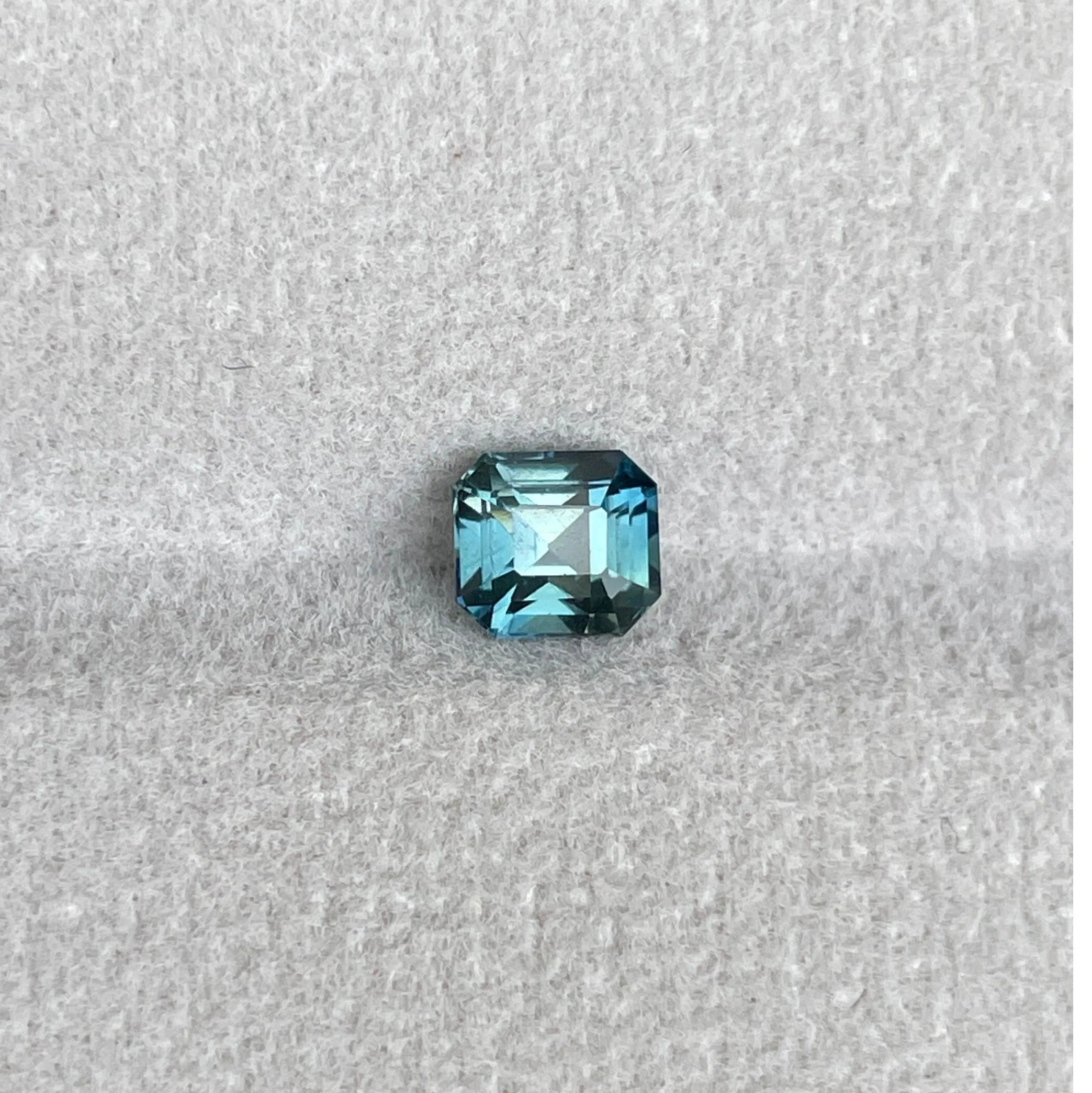 Natural Blue Green Sapphire Emerald Cut 5.10 x 5.60 Mm 1.08 crt.