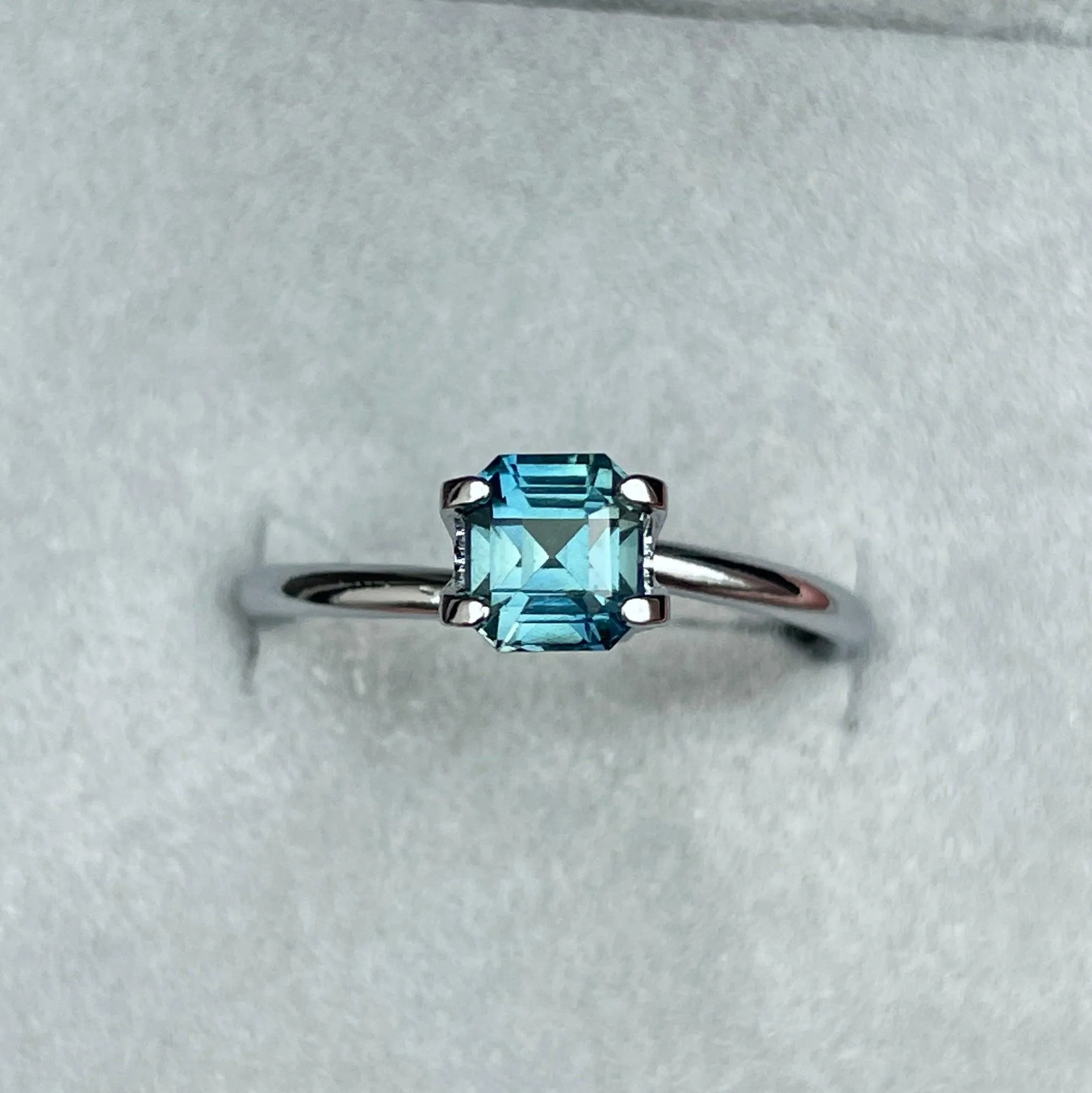 Natural Blue Green Sapphire Emerald Cut 5.10 x 5.60 Mm 1.08 crt.