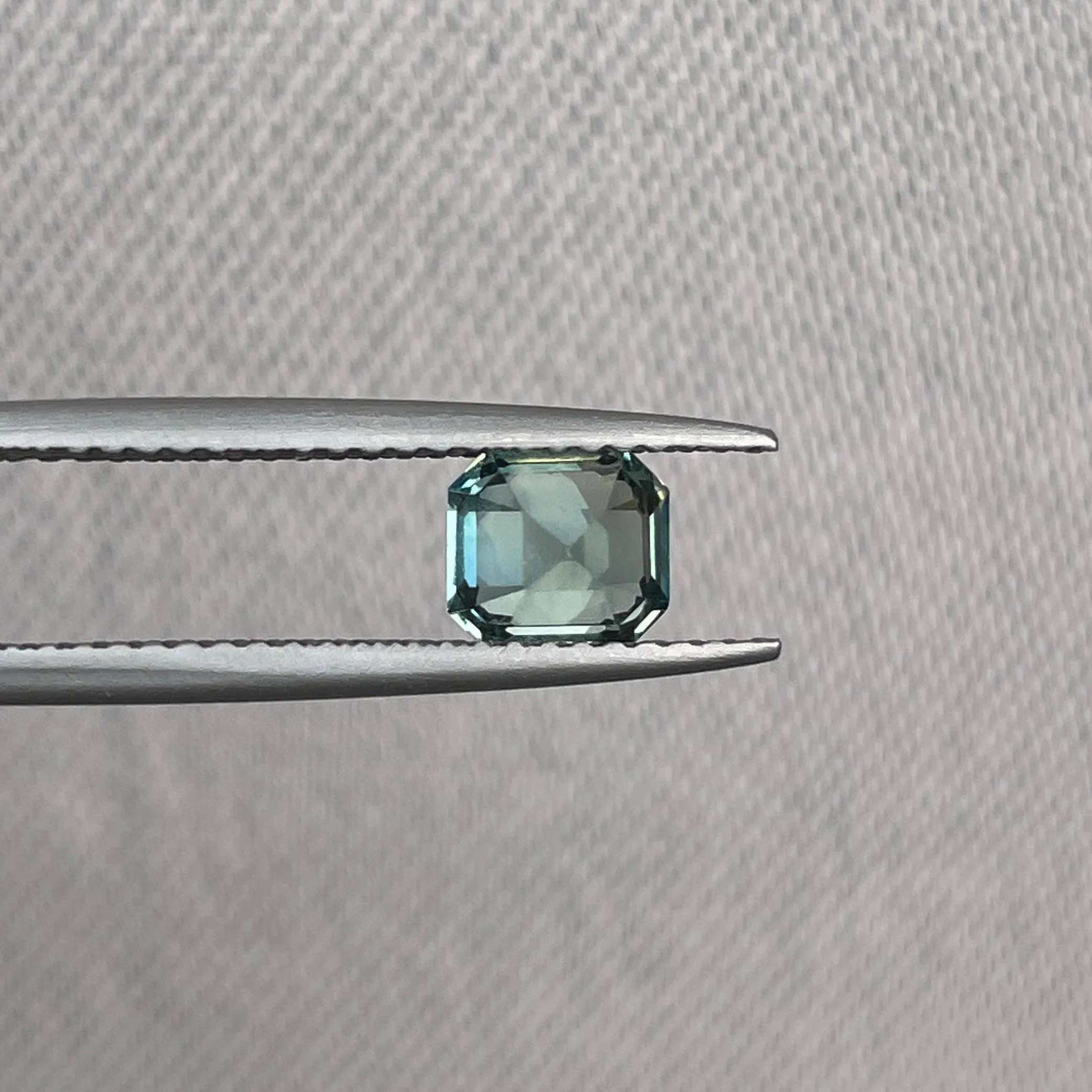Natural Blue Green Sapphire Emerald Cut 5.10 x 5.60 Mm 1.08 crt.