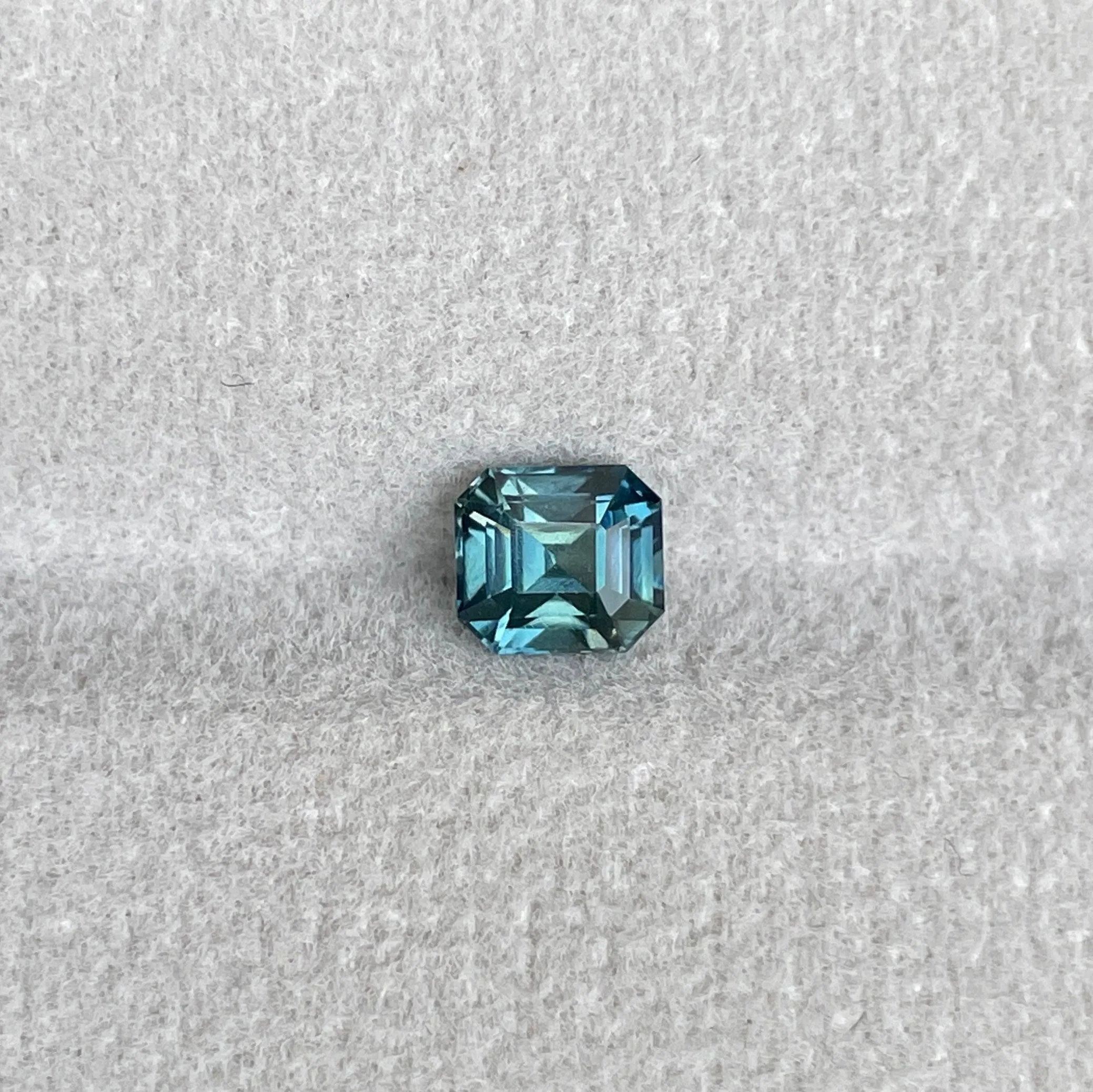 Natural Blue Green Sapphire Emerald Cut 5.10 x 5.60 Mm 1.08 crt.