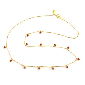 Natural Garnet 18k Yellow Gold Handmade Dainty Necklace For Women