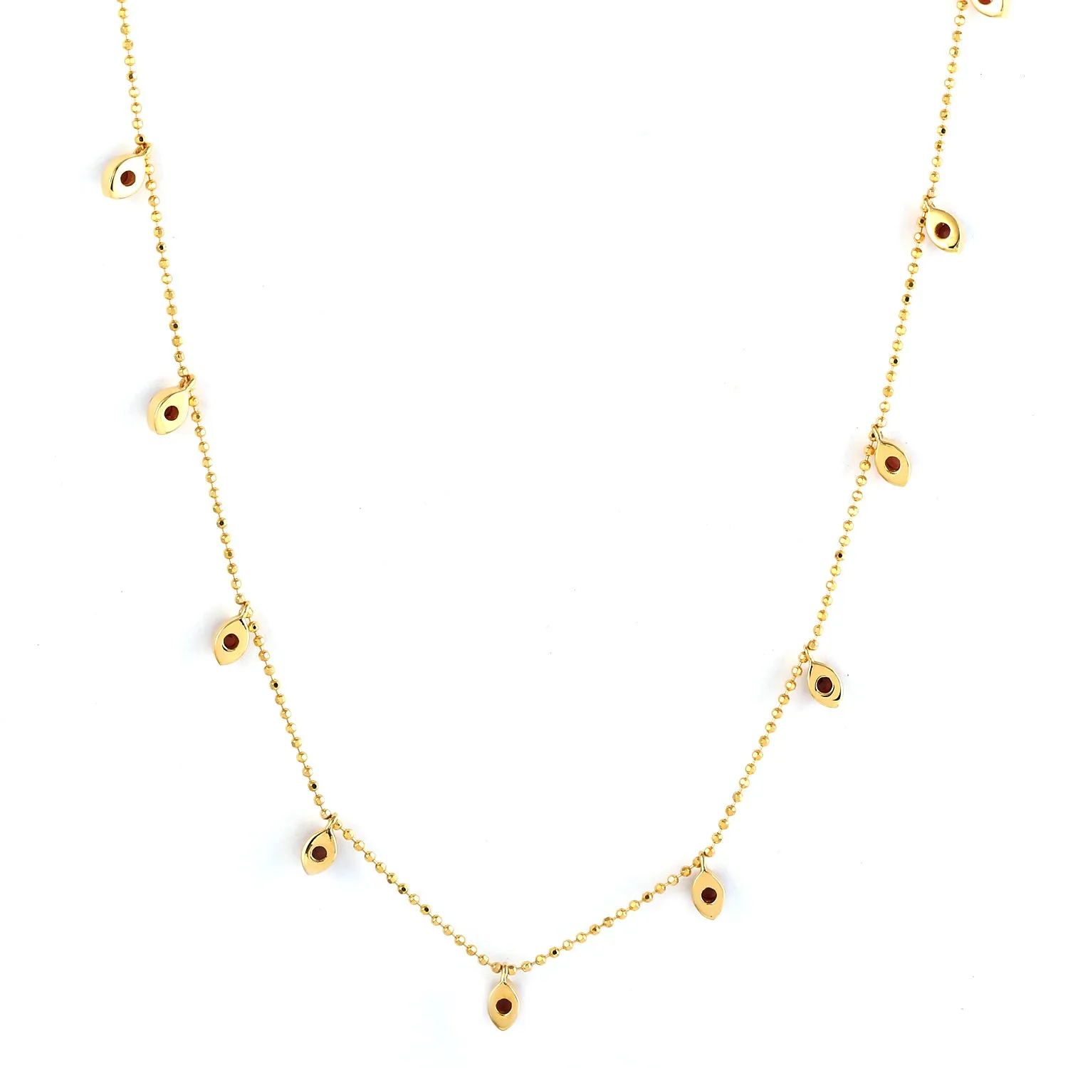 Natural Garnet 18k Yellow Gold Handmade Dainty Necklace For Women