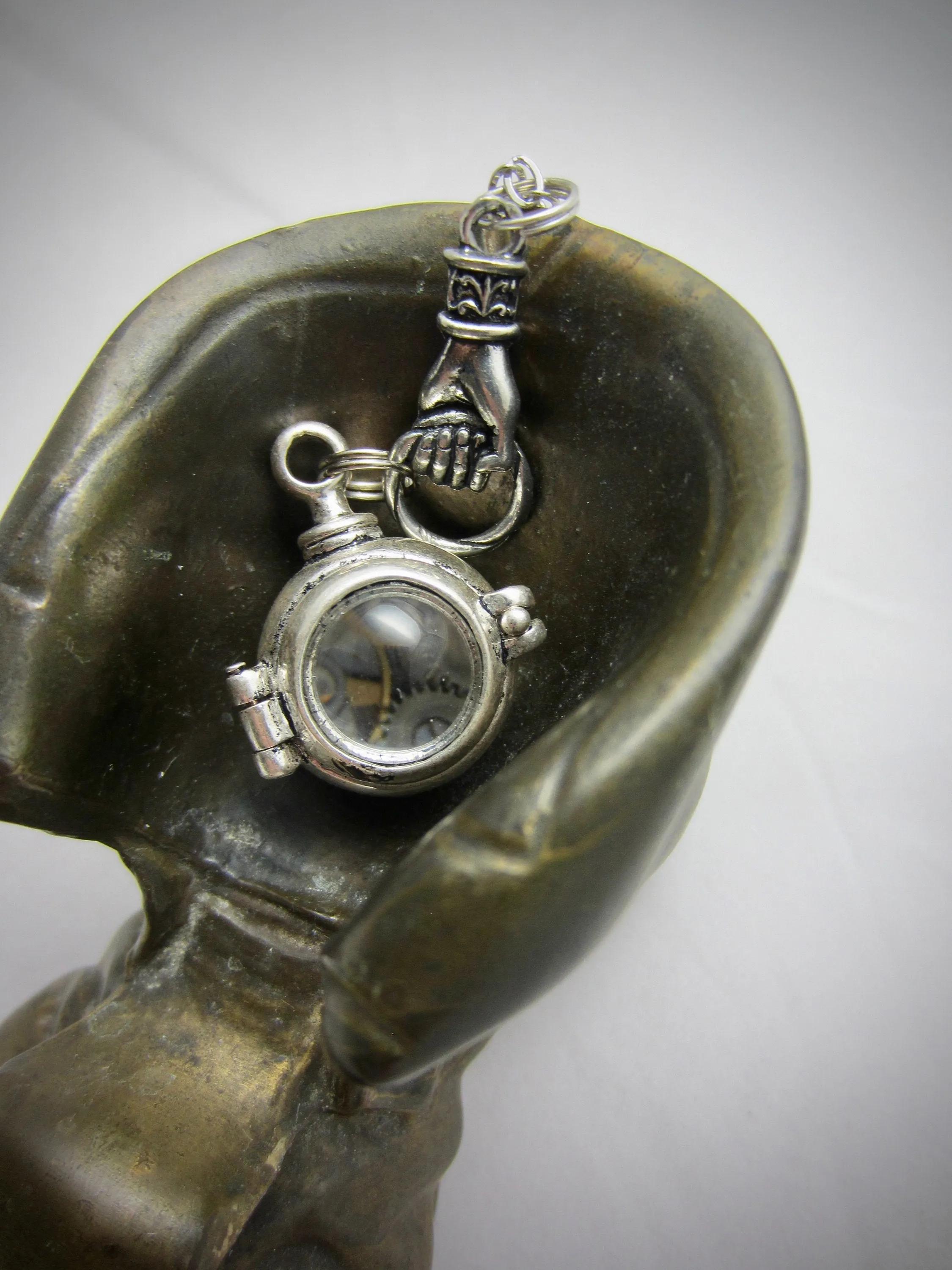 Nautical necklace watch movement - Steampunk Necklace - Diving Helmet with Vintage watch movement - antique silver pendant - gift for her
